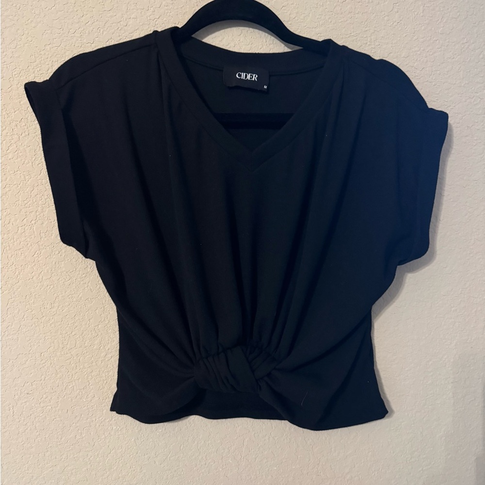 Cider Black V-Neck Women's Top